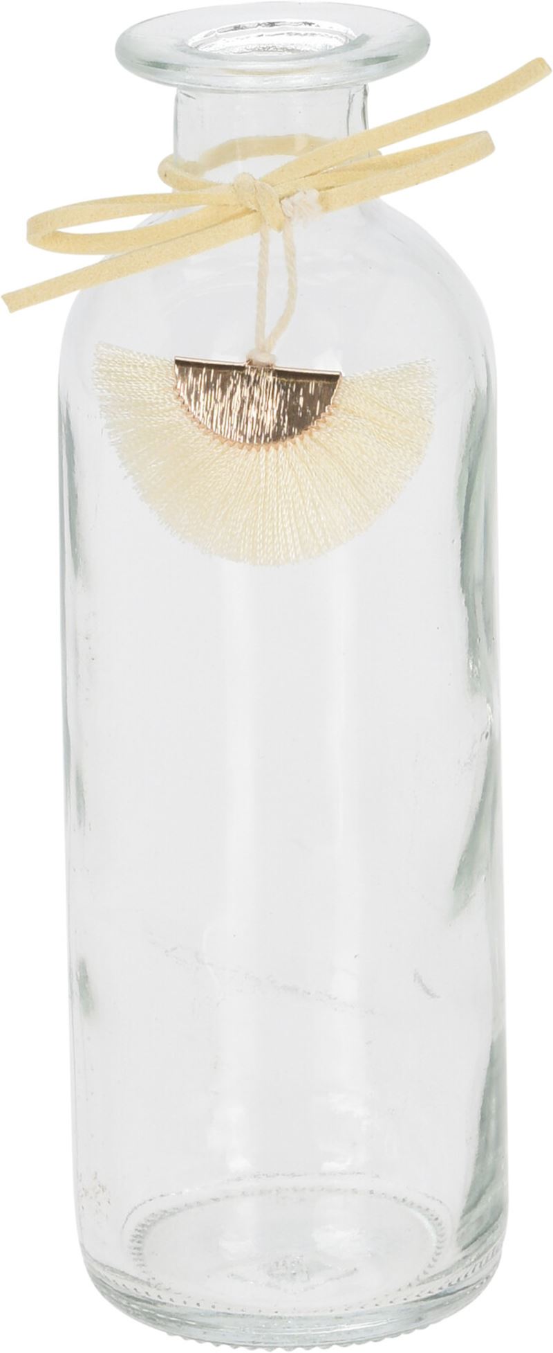 Glas Vase 5x5x16 cm Flasche mit Deko