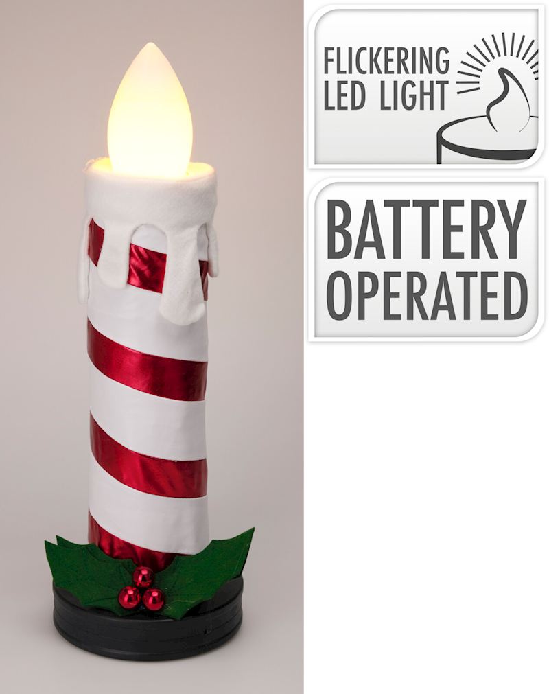 Kerze mit LED & Musik 60 cm zusammenklappbar, weiss/rot