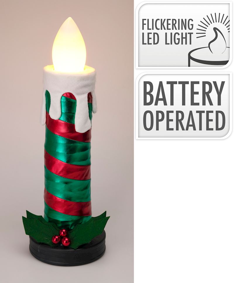 Kerze mit LED & Musik 60 cm zusammenklappbar, grün/rot