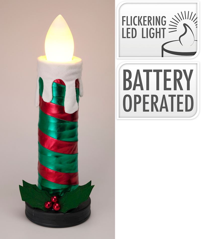 Kerze mit LED & Musik 90 cm zusammenklappbar, grün/rot