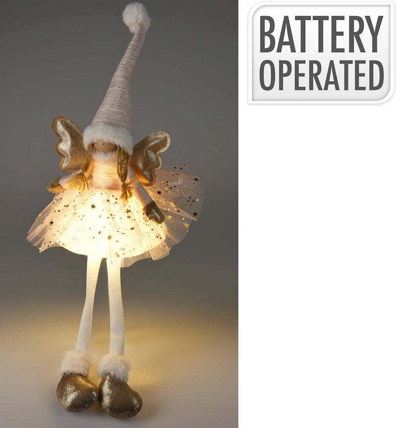 Poupée de Noël ange avec LED 60cm rosé