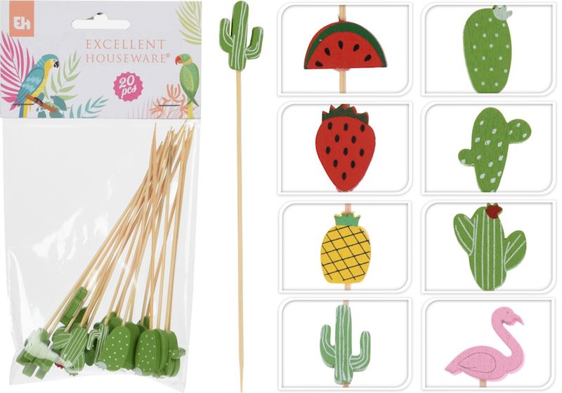 Cocktail Spiesse Holz 20 Stk. 3 sort.