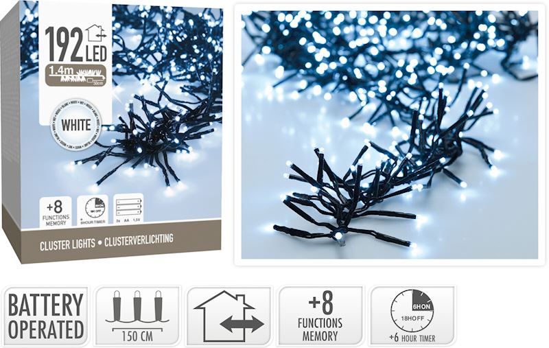 Lichterkette 192 LED weiss 1.4 m, mit Timer