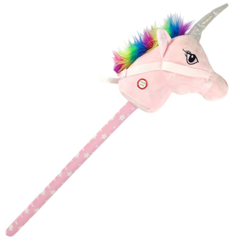 Steckenpferd Einhorn Plüsch rosa mit Sound, 68 cm