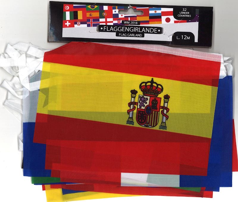 Feston de drapeaux 32 drapeaux coupe du monde 2018 14x21cm