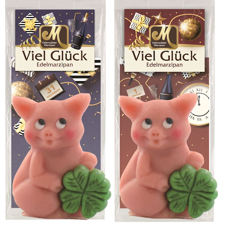 Marzipan Schwein mit Kleeblatt 50 g