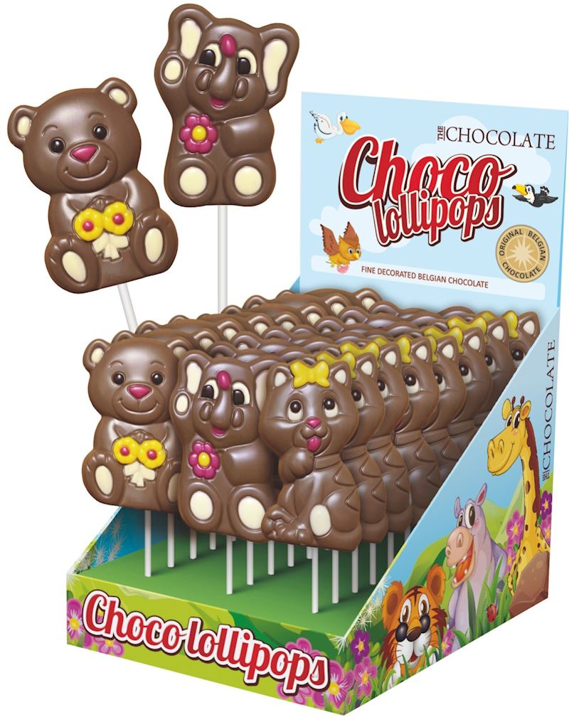 Schokoladen Tier Lollipop 35 g 3xsort.