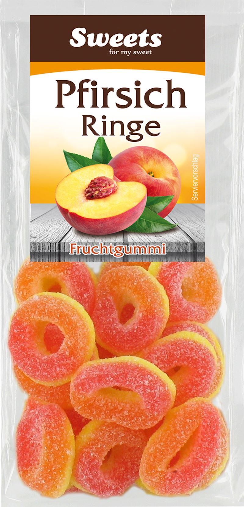 Pfirsich Ringe Fruchtgummi 100 g im Beutel
