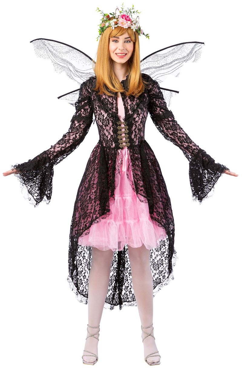 Spitzenfrack schwarz mit goldigem Verschluss Gr. 40/42