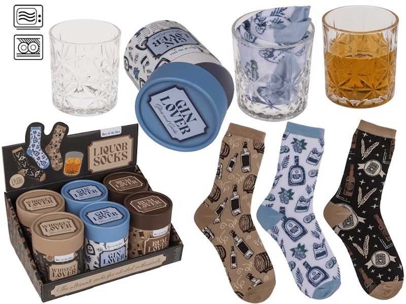 Geschenkset Socken im Whiskyglas 3 sort.