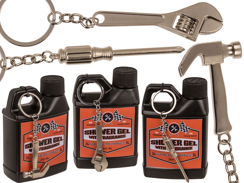 Duschgel Motoröl-Kanister 260 ml, 3 sort. mit Werkzeug