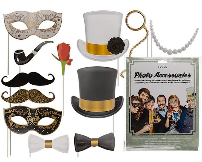 Party Set für Foto-Verkleidung 12 tlg für Hochzeit Silvester