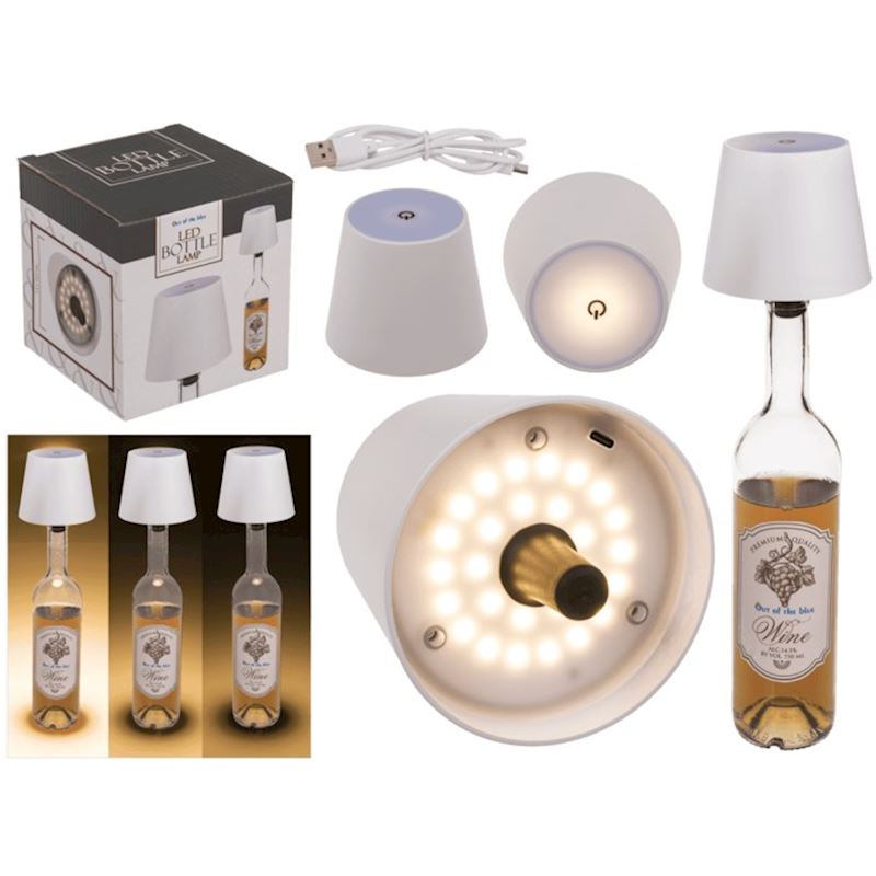 LED Flaschenleuchte, weiss dreistufig 15x10 cm