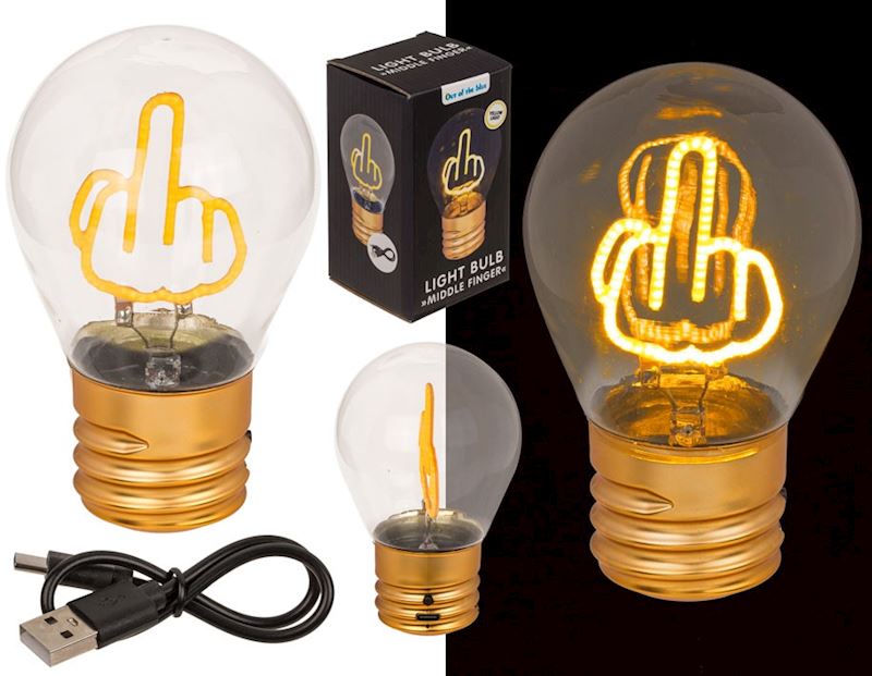 LED Glübirne mit Mittelfinger 12 cm, mit Timer, mit USB