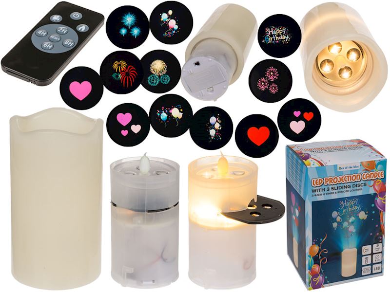 LED Projektionskerze 8x15 cm Celebrations mit Timer & FB