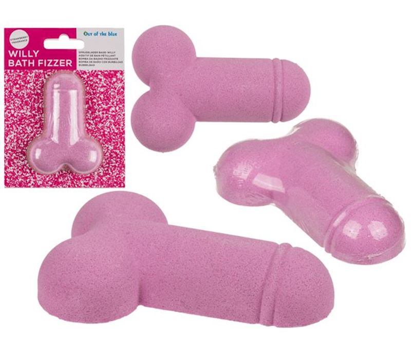 Sprudelnder Bade-Willy 100 g Penis mit Erdbeerduft pink