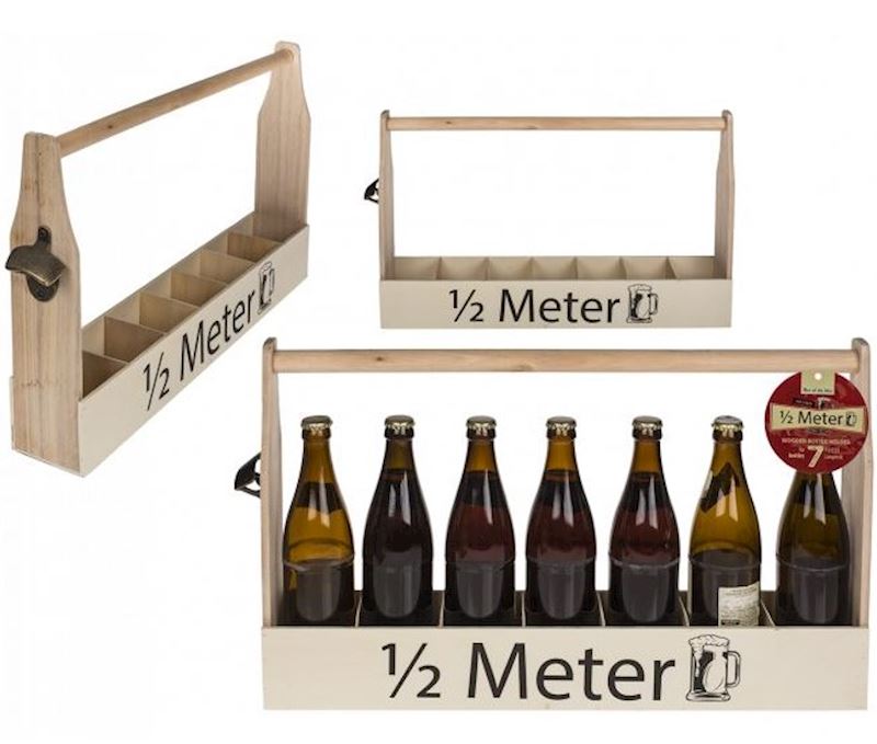 Holz-Flaschenhalter 7er 1/2 Meter Bier, 55x43cm