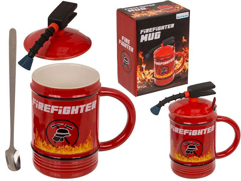 Tasse Feuerwehr mit Deckel und Löffel 4.5 dl