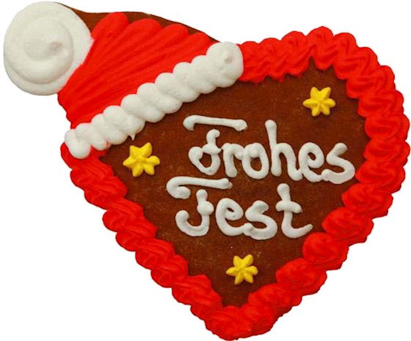 Lebkuchen Herz 80 g Weihnacht mit Mütze Frohes Fest
