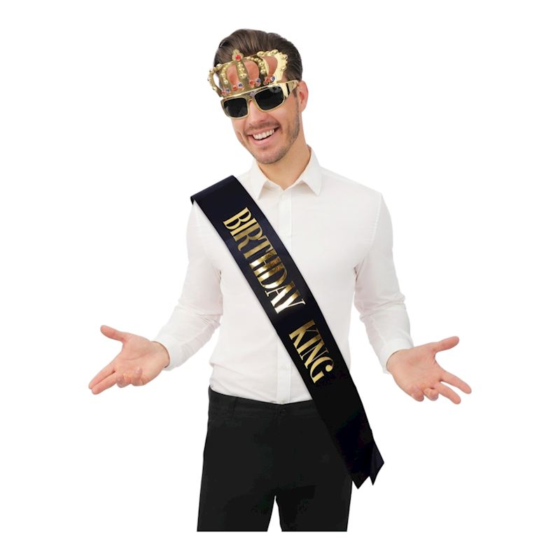 Brille mit Shärpe Set Birthday King