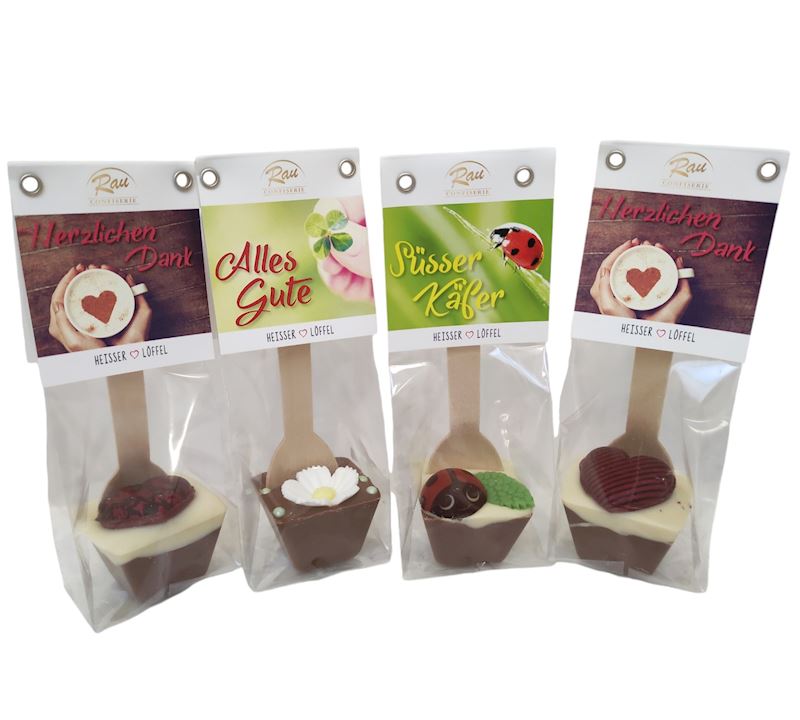 Schokolade heisser Löffel Glückwünsche 3-fach sort