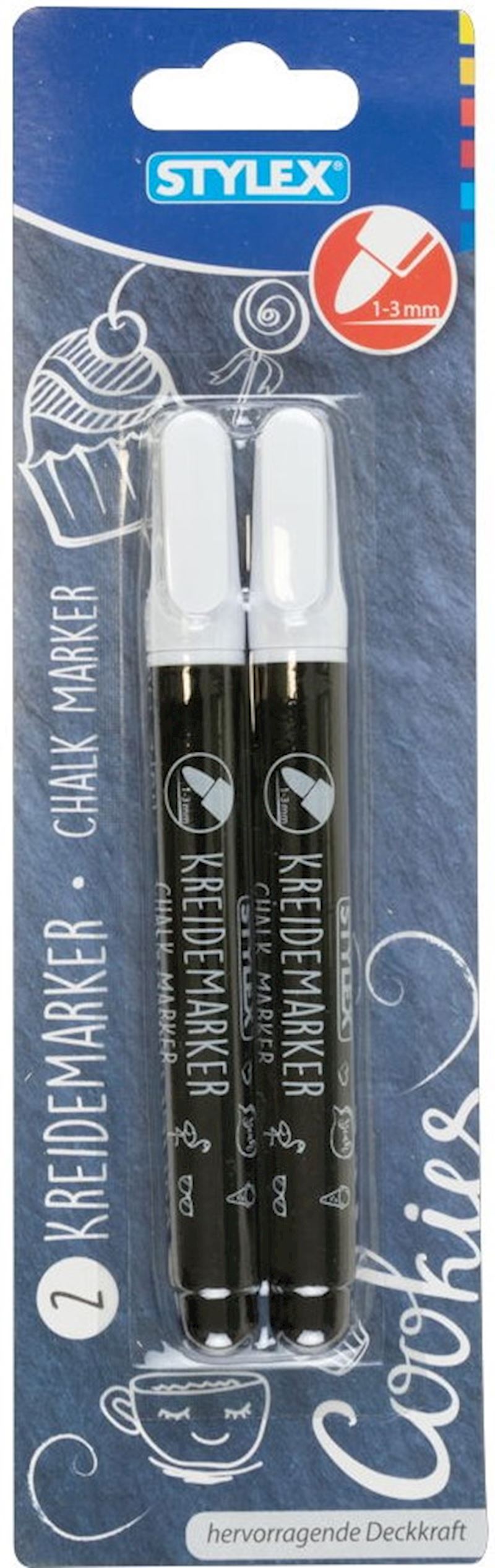 Kreidemarker Set weiss 2 Stück 1-3mm