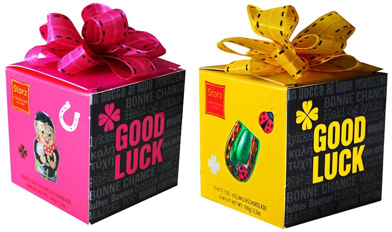 Cubes cadeaux figures de la Saint-Sivestre chocolat 100 g