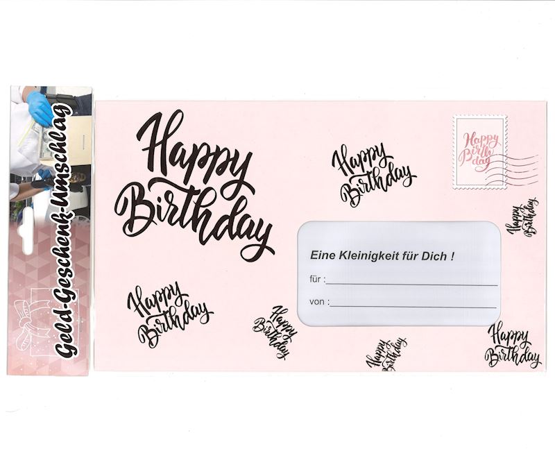 Happy Birthday Couvert gross rosé-gold, 18x30 cm