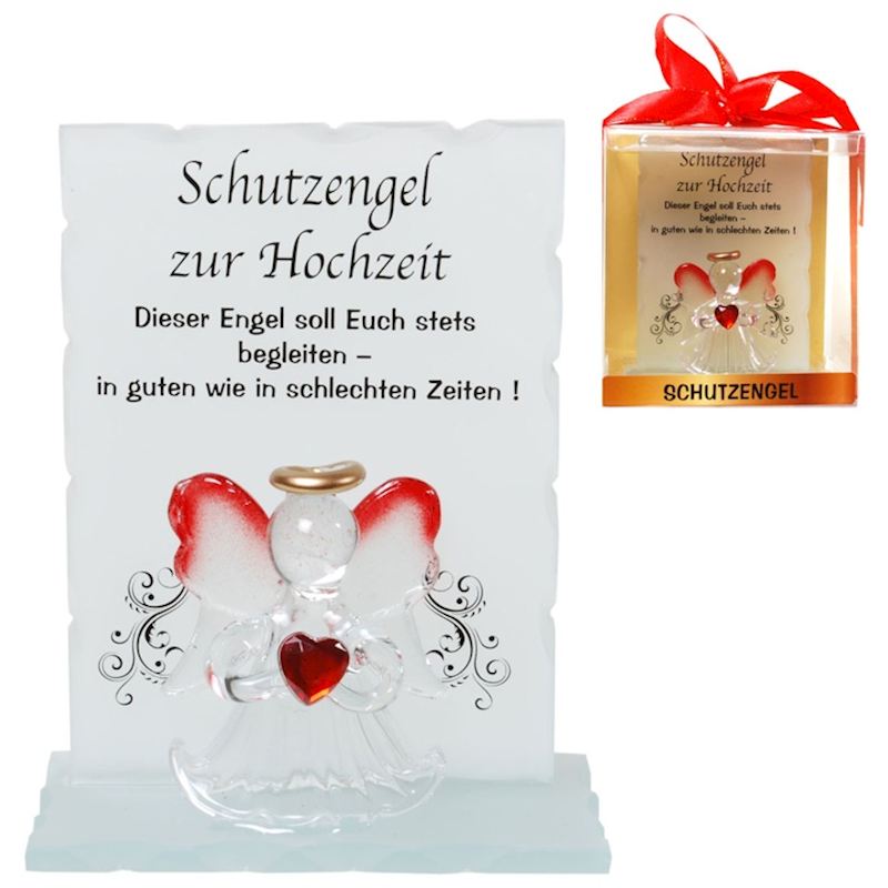 Kristall Schutzengel zur Hochzeit 7x9 cm