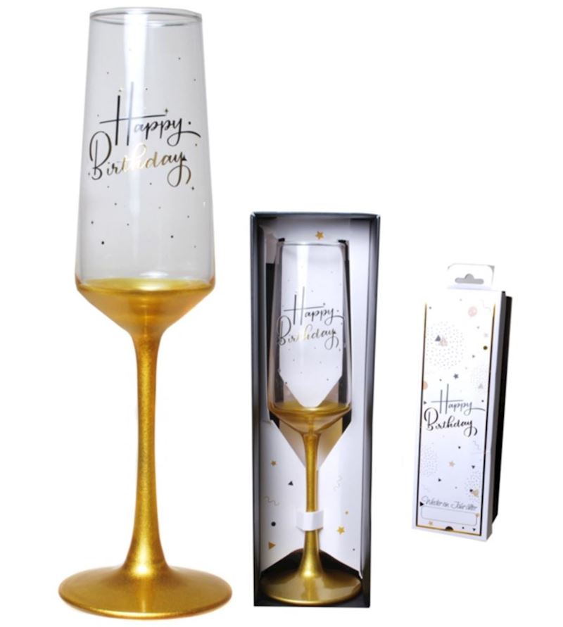 Sektglas Happy Birthday im Geschennkarton