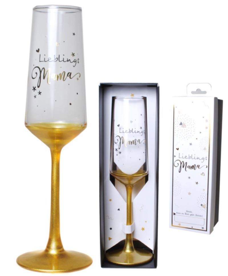 Sektglas Lieblingsmama im Geschenkkarton