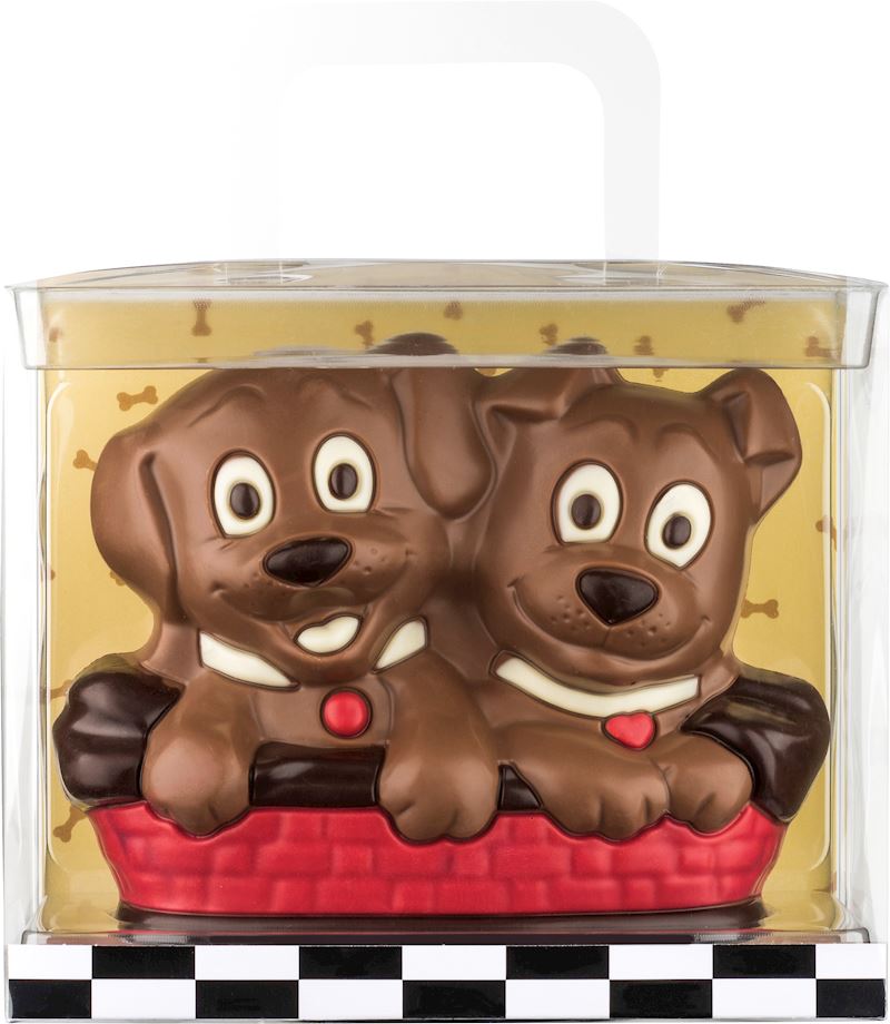 Schokoladen Hundekörbchen 225 g in Geschenkpackung 13.5 cm