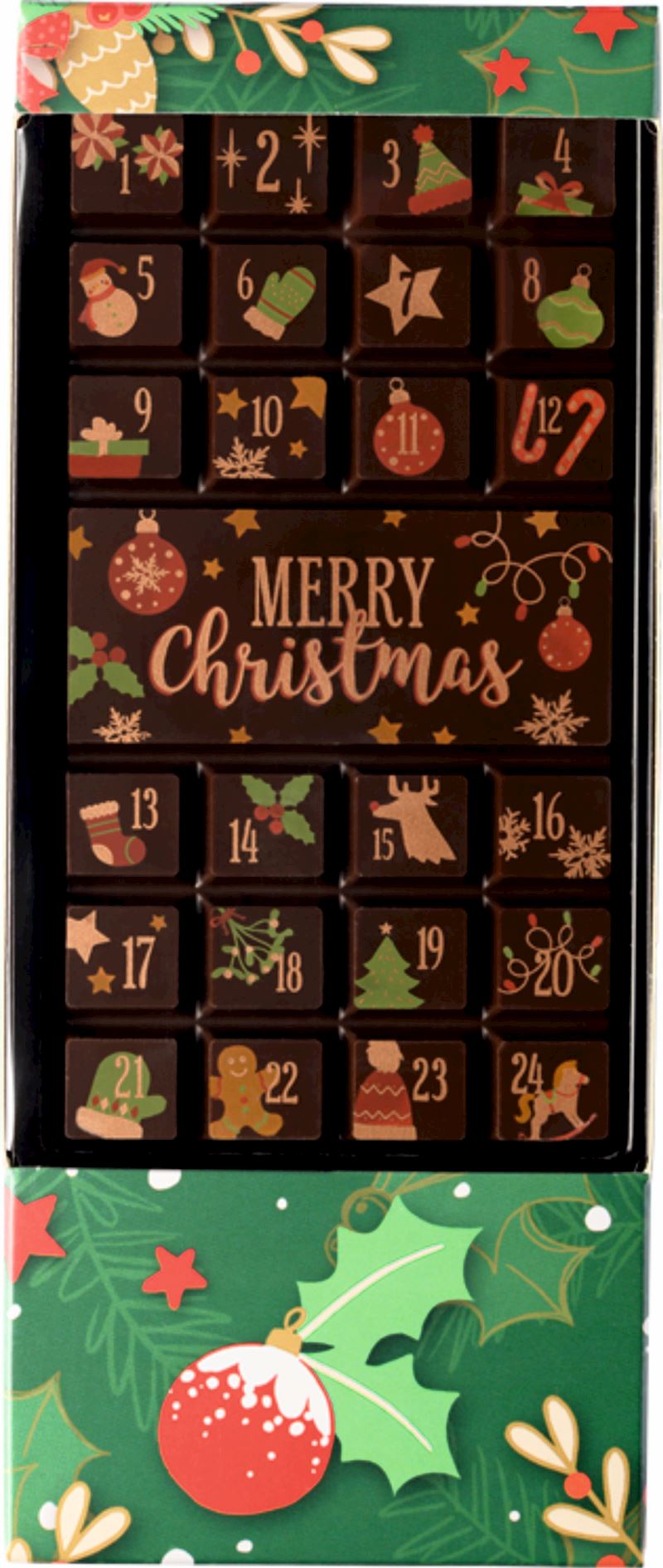 Schokoladen Tafel Zartbitter Adventskalender 70 g 19 cm