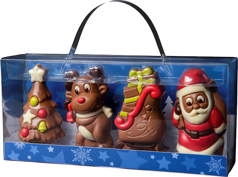 Schokoladen Weihnachtsfiguren in Geschenkpackung 120 g 19 cm
