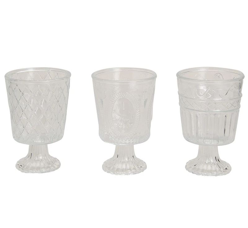 Windlicht aus Glas 3-fach sort transparent 18 x 12 cm