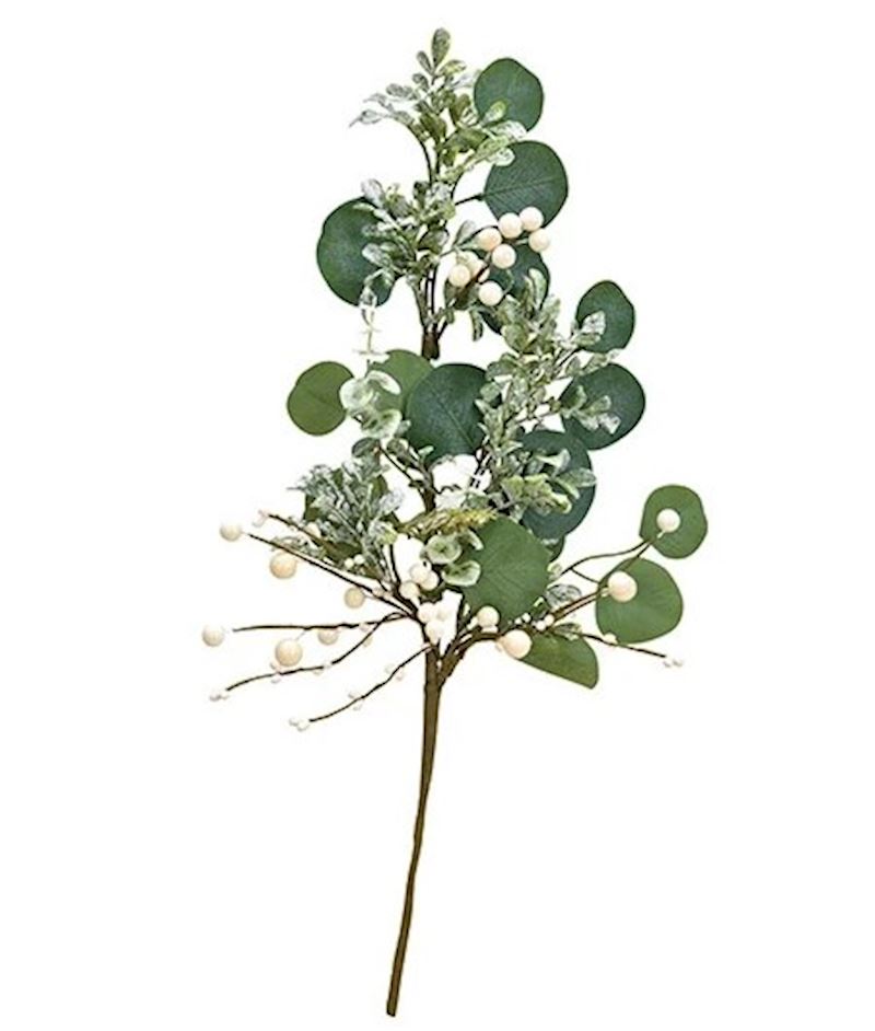 Weihnachtszweig 52cm grün/weiss Kunststoff