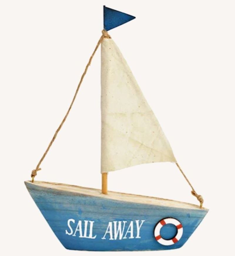 Présentoir voilier en bois Sail away, 16x20x4 cm