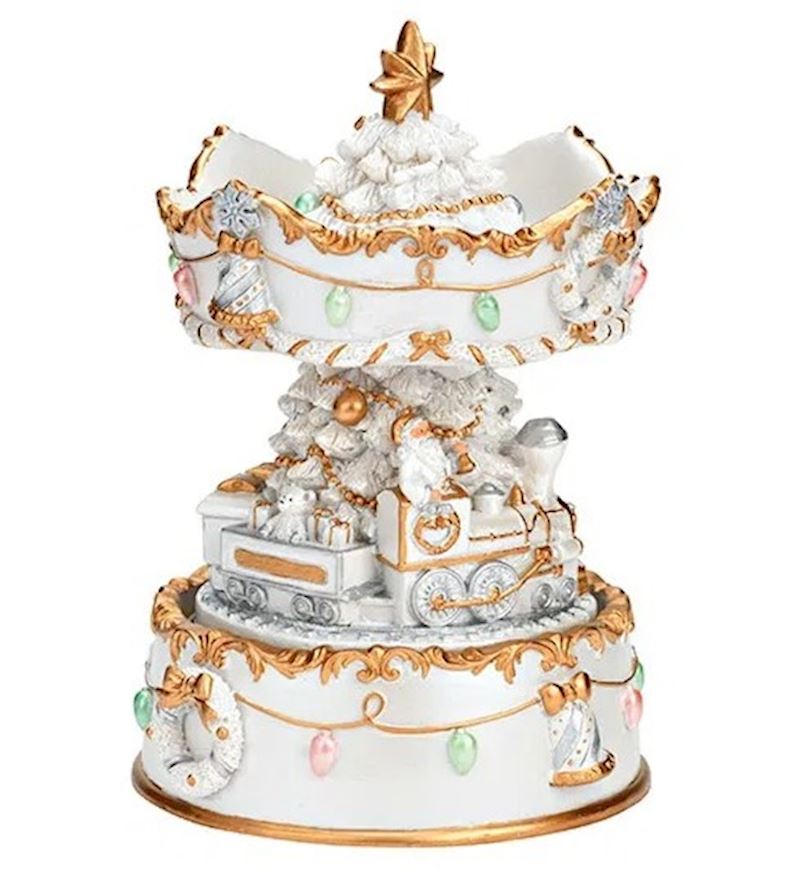 Spieluhr Karussel aus Poly 11x16x11 cm zum Aufziehen