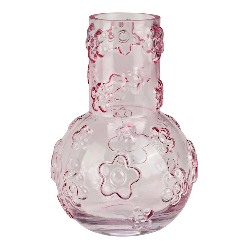 Blumen Vase aus Glas, pink 13x20x13cm