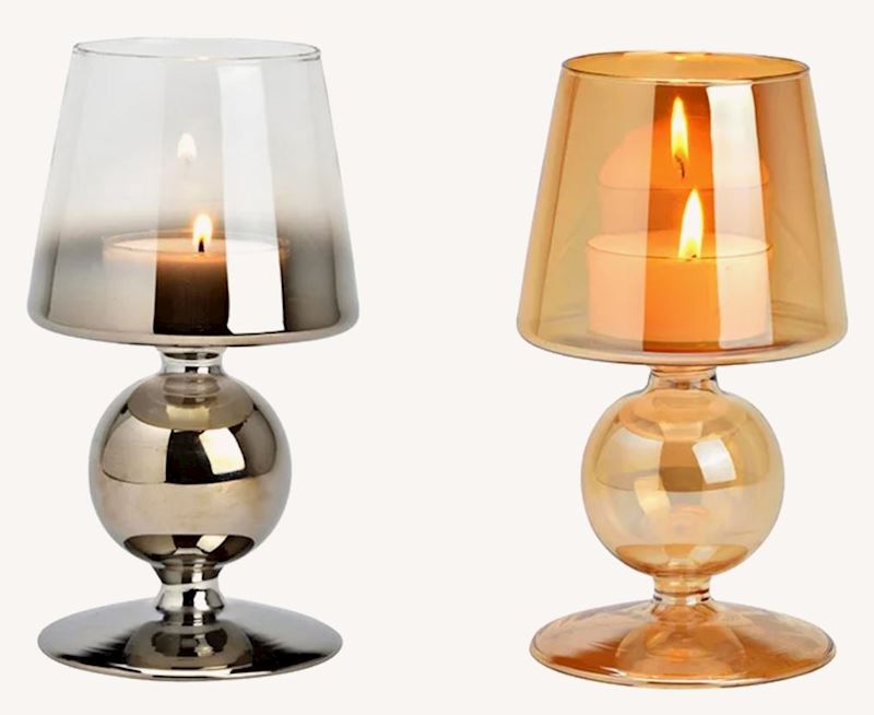 Kerzenhalter aus Glas 10x18cm cognac anthrazit sort