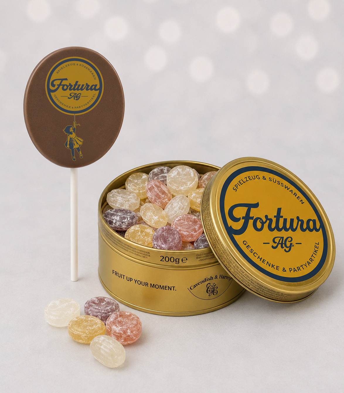 Confiseries personnalisées chocolat sucettes en chocolat et boîtes de bonbons avec logo